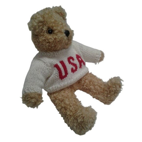 Baby Curly Attic Treasure USA sweater Teddy Bear Stuffed Animal - Picture 2 of 9